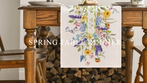 Artoid Mode Bloom Flowers Tulip Spring Table Runner, Seasonal Easter Holiday Kitchen Dining Table Decoration for Home Party Indoor 13x36 Inch