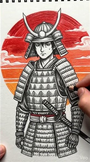 I spent 10 hours on this Warrior... ⏳🎨 #Drawing#Sketch #Shorts #Samurai #JapaneseArt #Drawing