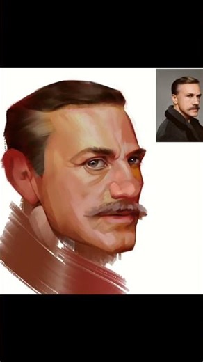 Quick digital portrait painting process from photo reference.