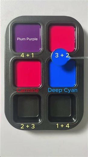 Create 4 colors from 2 colors: Carmine + Deep Cyan #asmr #mix #colors #mixing #colormixing #art