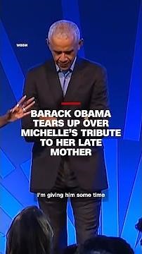 Barack Obama tears up over Michelle’s tribute to her late mother
