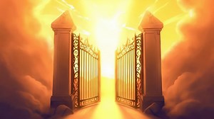 Heavenly Golden Gates Opening into Bright Light | Premium Stock Video Footage