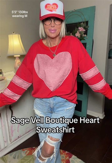 Cute Heart Sweatshirt for Valentine's Day Outfits