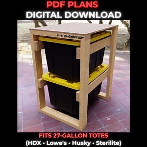 Small 27 Gal Storage Rack Plans: 2 Bin DIY Garage Organizer PDF - Etsy
