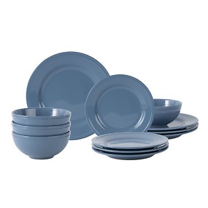 Mainstays Darby 12-Piece Stoneware Dinnerware Set Blue