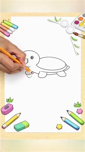 Draw Baby Turtle Head & Legs | Easy Step 2 🐢#TurtleDrawing#CuteTurtle#KidsDrawing#EasyDrawing