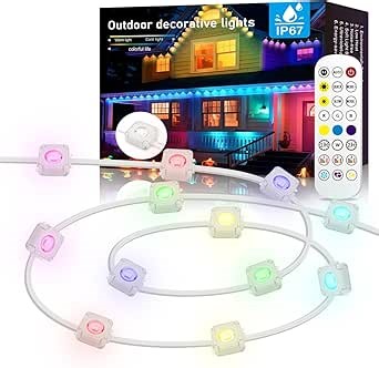 Permanent Outdoor RGB Lights - IP67 Waterproof Smart LED Eaves Lights with App/Remote Control,for Christmas and All Holiday Decor,Daily and Accent Lighting,House Roof,Garden Lighting (100FT,60LEDs)
