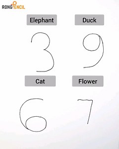 Most Easy Drawing with Numbers 😍 How to draw animals 😊 #elephant #duck #cat #flower #RongPencil #Drawing #Draw #art #easydrawing #cute #beautiful #artvideo | Rong Pencil