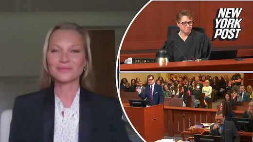Kate Moss denied being thrown down stairs by Johnny Depp in her testimony