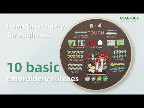 [ Difficulty4 -Tough ]10 Basic embroidery stitches, Cyanfour 4 Stage Embroidery kit for Beginners