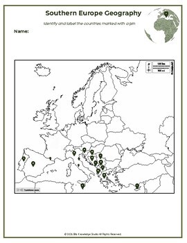 Southern Europe Geography Pack - U.S. Customary System - Letter Paper - PDF