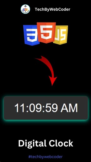 Day 09: How To Build a Modern Digital Clock UI Using HTML, CSS & JavaScript (For Beginner)