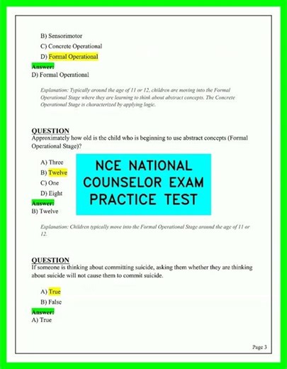 Latest 2026 NCE National Counselor Exam Practice Test | Pass First Try (Updated Questions)