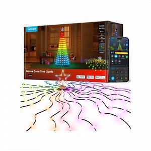 Govee Christmas Cone Tree Lights 6ft with 66 Scene Modes, Black, IP65 Waterproof for Indoor Outdoor Xmas Decor, Remote Control, Dimmable