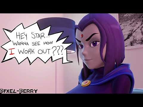 Raven and Starfire have a workout