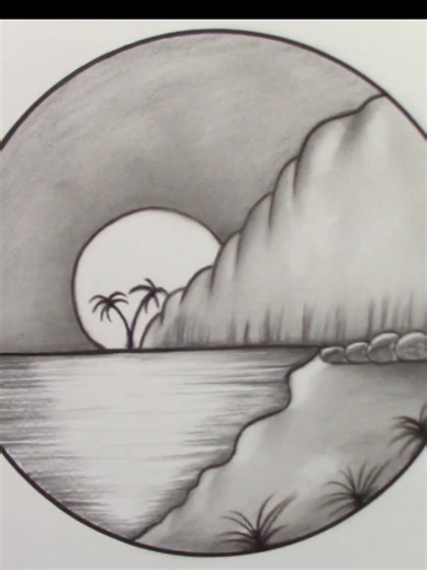 how to draw a beautiful landscape,step by step drawing tutorial for beginners #drawingtutorial #landscape #foruyou #fyp #viral