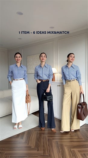 HAGOO on Instagram: "Một thiết kế sơ mi kinh điển, chỉ cần thay đổi cách phối, nàng đã có thể toả sáng với nhiều outfit khác nhau."