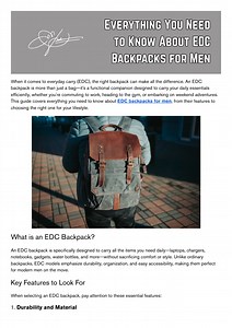Everything You Need to Know About EDC Backpacks for Men - SlideServe