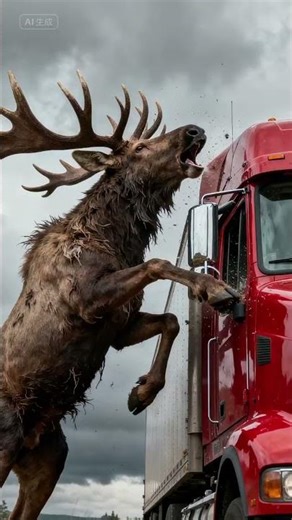 Three moose intercept and save a truck. #animals #rescueefforts