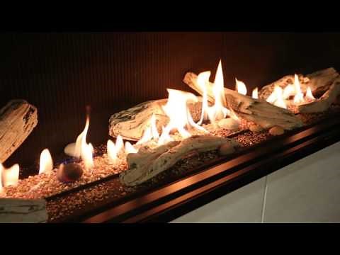 Valor L3 Linear Series fireplace - Driftwood Firebed