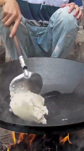 This is an ingredient that is being searched in a hot frying pan