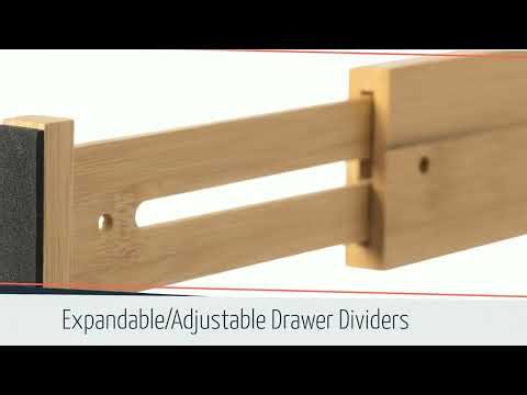 QI004825 - Basicwise 4 Piece Bamboo Expandable Drawer Dividers Adjustable Spring Loaded Organizers