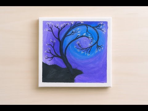 Mesmerizing Night Tree Painting | Easy Acrylic Tutorial for Beginners (Relaxing Art)