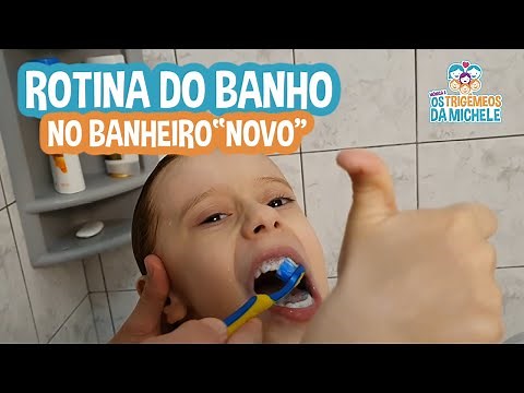 ROTINA DO BANHO NO BANHEIRO "NOVO" | Mônica e Os Trigêmeos da Michele