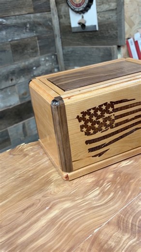 17 reactions | Tattered Flag Cherry Walnut #woodenboxcompany #mtwoodcave #america #handcraftedinmontana #madewithcare #HonorAndRemembrance | Michael Leonard Wombolt | Facebook