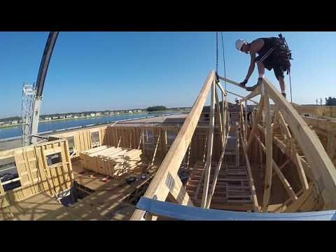 Crane set roof trusses