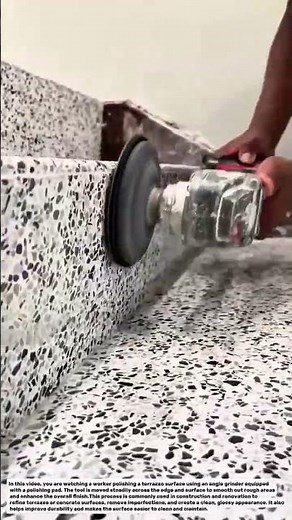 Terrazzo Surface Polishing with Angle Grinder | Smooth Finishing Technique.