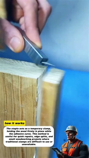 Simple Wood Repair Trick Using Metal Staples for Strong Glue Joints