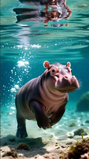 Bouncy Baby Hippo Running Underwater 🦛💦 #babyhippo #cuteanimals