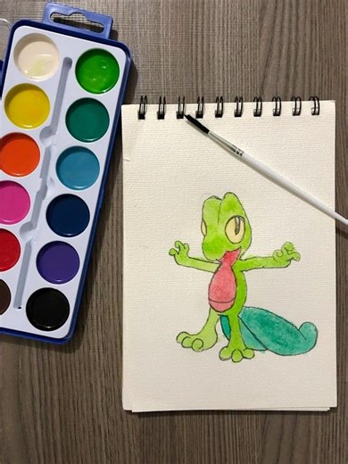Pintura en acuarela Treecko por Miguel 😊