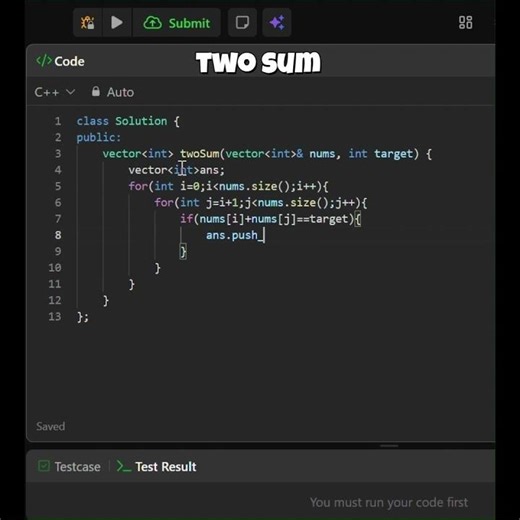 Two Sum Problem | leetcode -1 #coding #programming #code