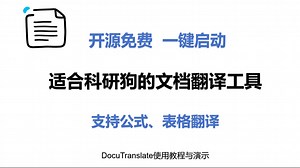 免费开源文档翻译工具-DocuTranslate教程与演示