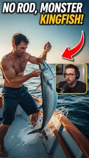 UNBELIEVABLE HAND LINE FISHING! Kingfish Monster Caught With No Rod, No Gear!