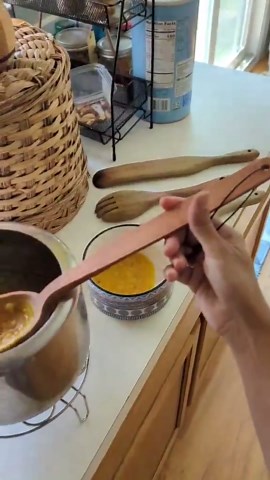 ECOSALL 14" Large Wooden Spoon with a Deep Scoop. Heavy Duty Big Non-Stick Cooking Spoon with a Strong Long Handle for Stirring, Mixing, Canning in Big Pots.