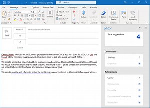 How to get suggestions for refining your writing from Editor in Outlook?