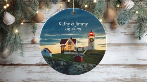 Nubble Lighthouse Christmas Ornament — Cape Neddick Light, Maine Coastal Keepsake, Gift for Couple - Etsy