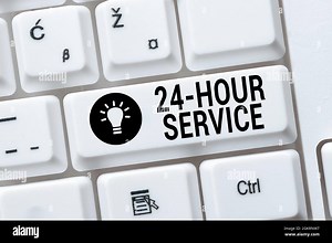 Hand writing sign 24 Hour Service. Business concept service that is available any time and usually every day Voice And Video Calling Capabilities Stock Photo - Alamy