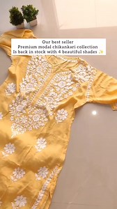 1.3K views · 14 reactions | New colours in stock for Premium modal #chikankari #chikankaricollection #modalchikankari Premium modal kurtis with densed resham Thread hand embroidery legnth 46" approx sizes 38 to 46 For booking and reselling connect on watsapp @https://wa.me/918104293317 No cod | AIBA 3.0 : All India BusinessWomen's Association | Facebook