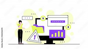 digital security data protection and financial technology illustration animated video