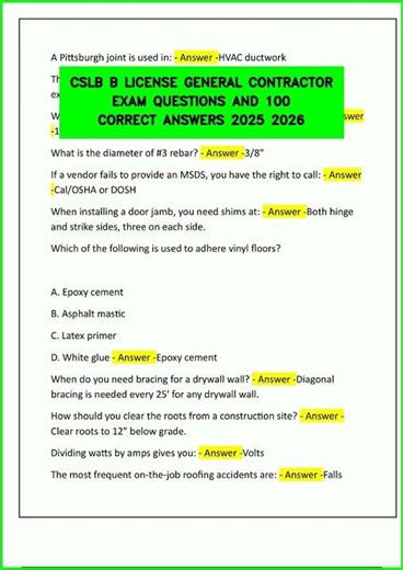 CSLB B LICENSE GENERAL CONTRACTOR EXAM QUESTIONS AND 100 CORRECT ANSWERS 2025 2026 video