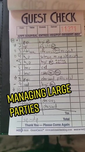 Server secrets, part 4: how to handle large parties. Thanks @cerealalex! #serverlife #waiter #restaurant #restaurantlife #frontofhouse