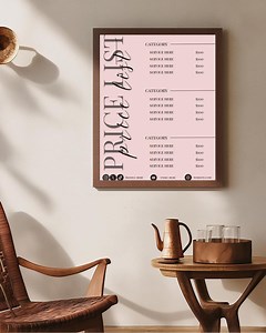 Customizable Pink Price List Template, Salon Menu (canva Template) - Etsy Australia