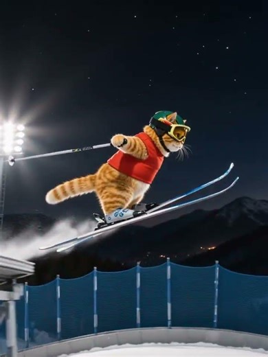 World's First Cat Ski Jumper?
