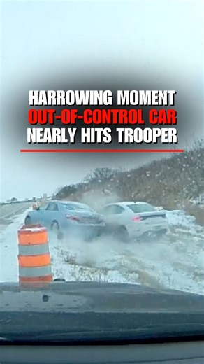 Fox News | CLOSE CALL: Nebraska state troopers narrowly avoided disaster after an out-of-control car slid off a slick stretch of Interstate 80,... | Instagram