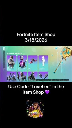 Fortnite Item Shop 3/18/2026 Use Code “LoveLee” in the Item Shop 💜 #fortnite #fortniteshorts