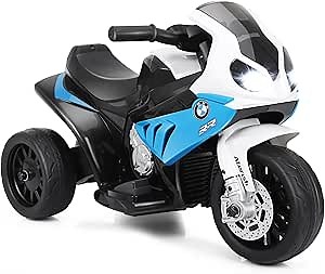 HONEY JOY Kids Motorcycle, Licensed BMW 6V Battery Powered Ride On Motorcycle w/LED Headlights, Music, Pedal, Spring Suspension, 3 Wheels Electric Motorcycle for Kids, Gift for Boys Girls(Blue)